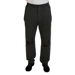 Dsquared² Dark Gray Cotton Men Casual Tattered Men's Pants